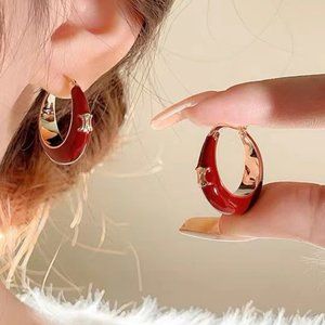 Arc de Triomphe red drop glaze earrings